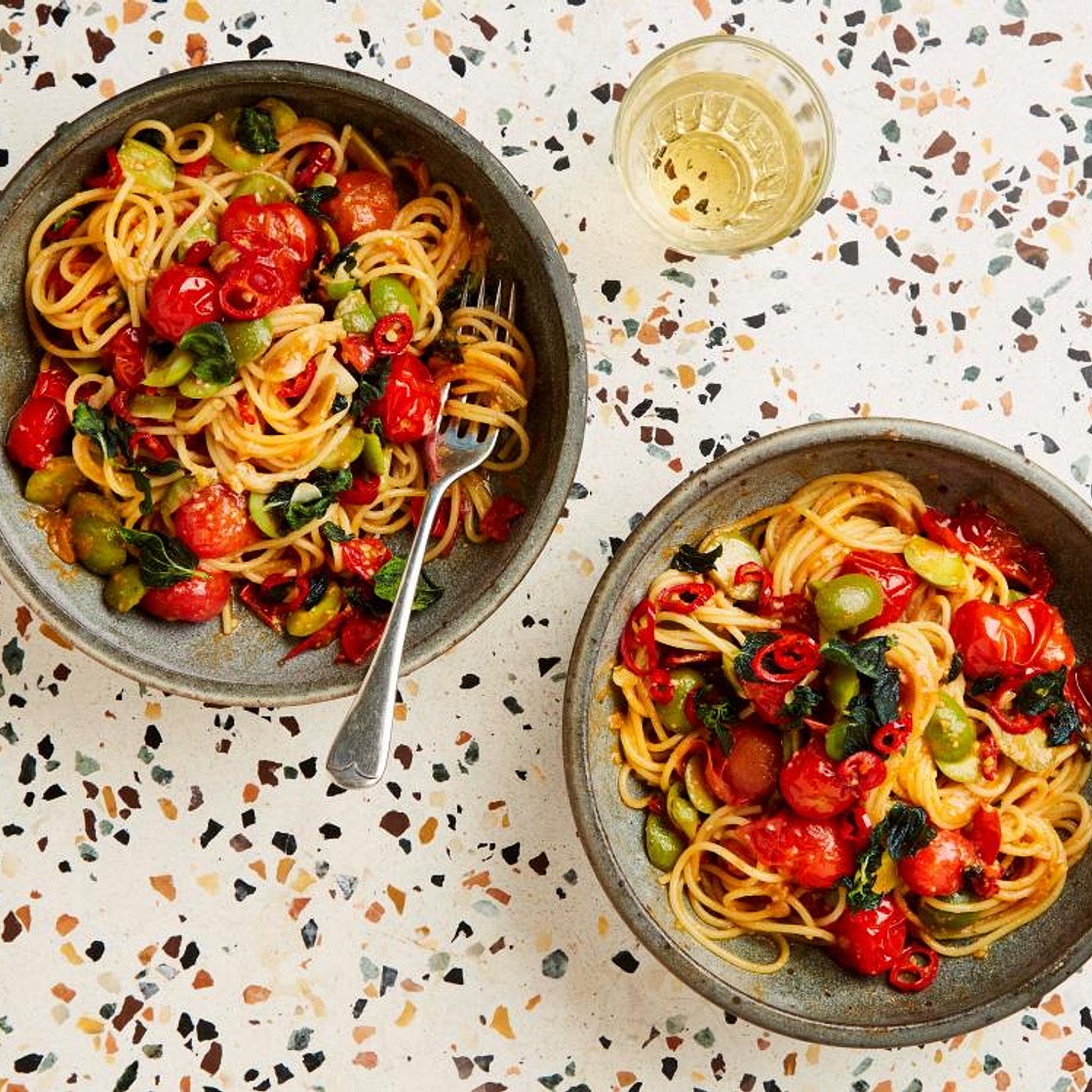 Miso, tomato and oregano pasta