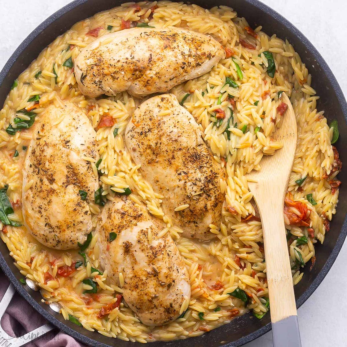 One Pan Tuscan Orzo with Chicken