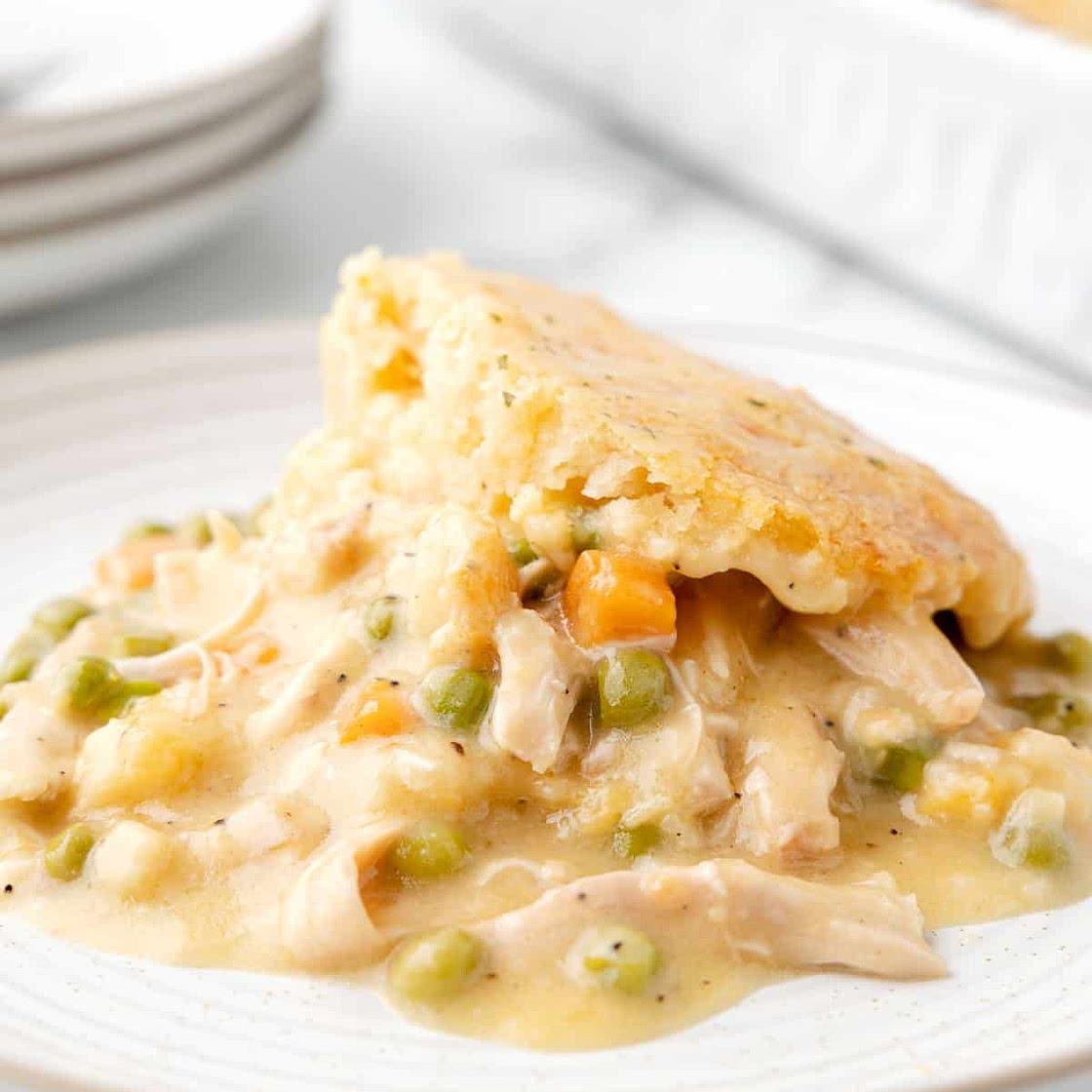 Chicken Pot Pie Cobbler Casserole