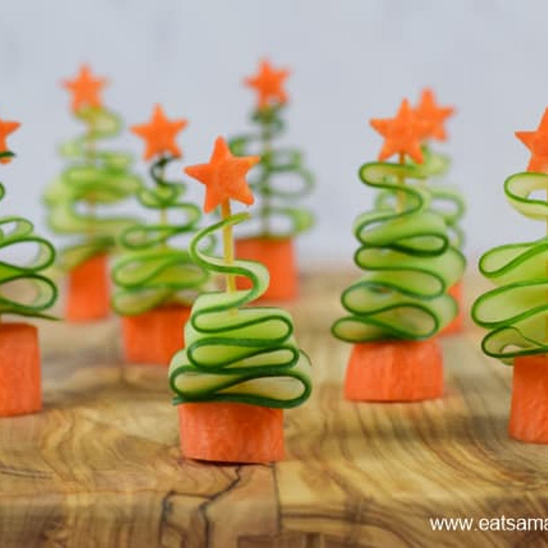 Easy Cucumber Christmas Trees