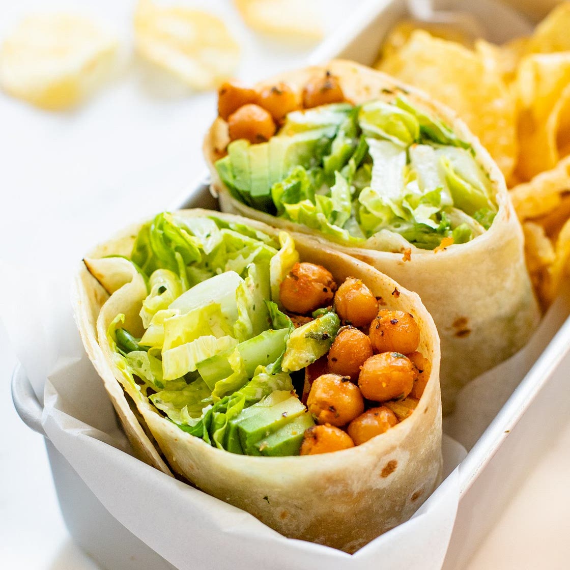 Chickpea Caesar Salad Wraps