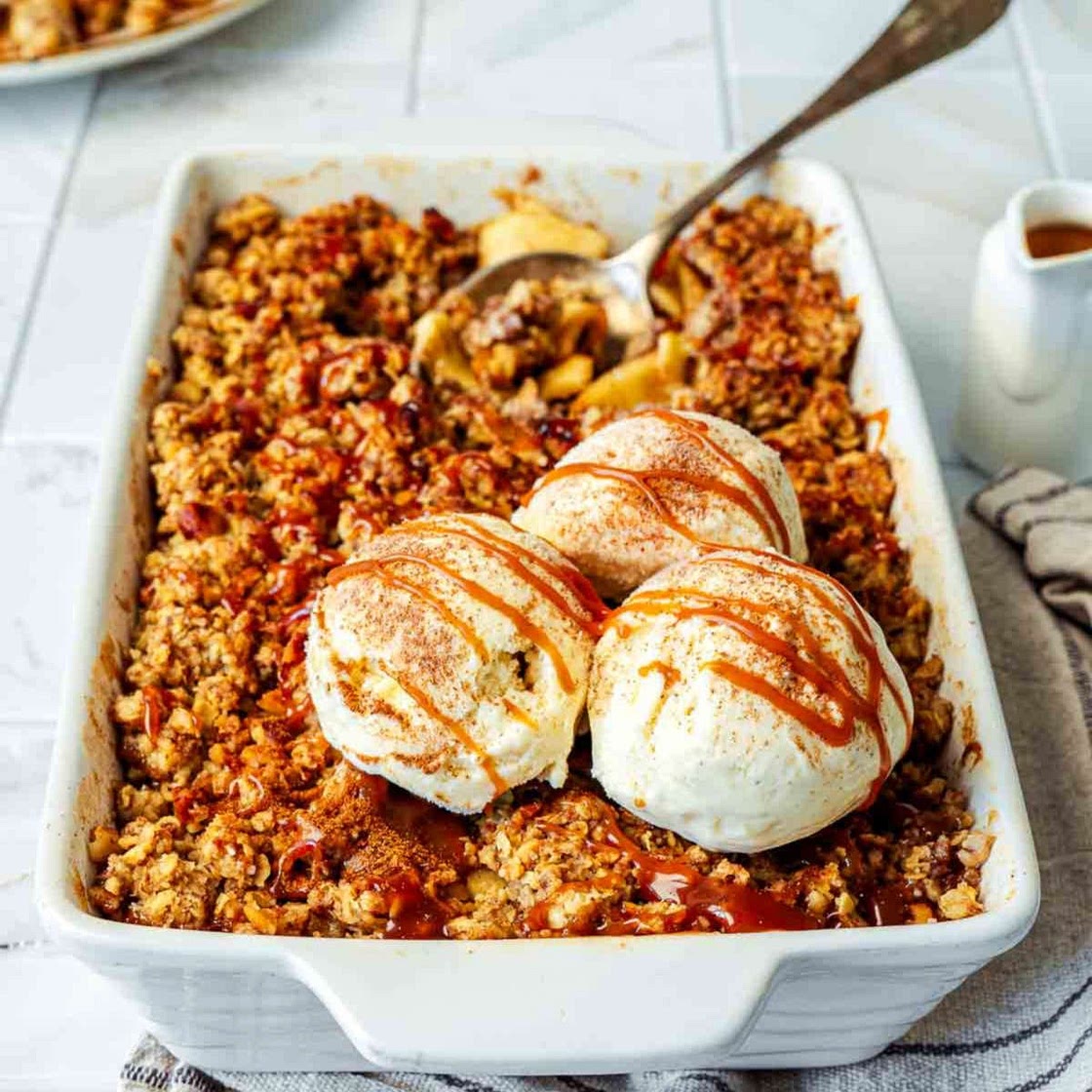 Apple Crisp with Vanilla Ice Cream