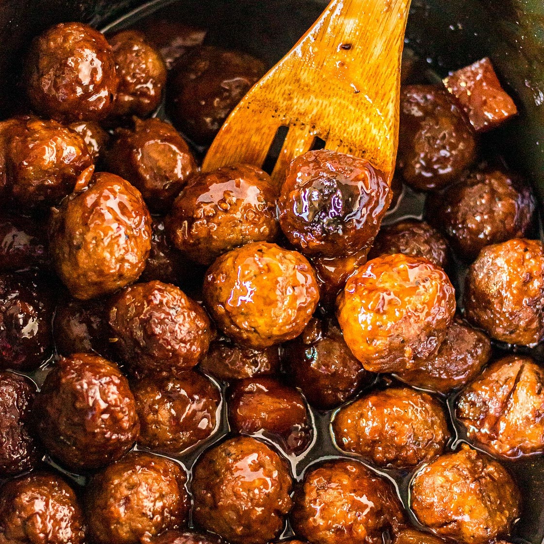 3 Ingredient Slow Cooker Pineapple Teriyaki Meatballs