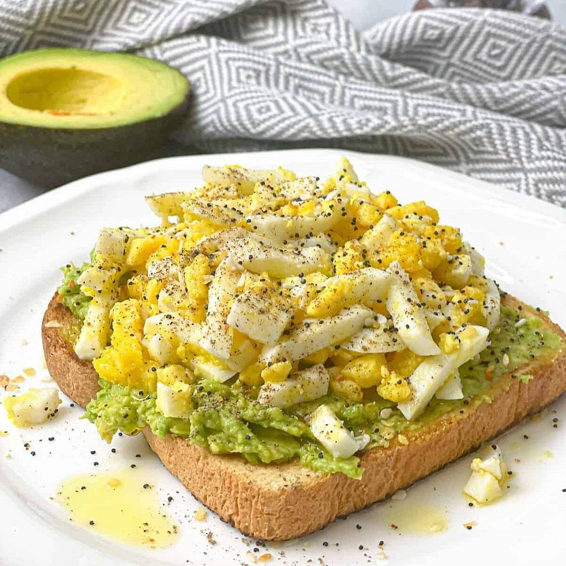 Open Faced Avocado Toast with Boiled Eggs