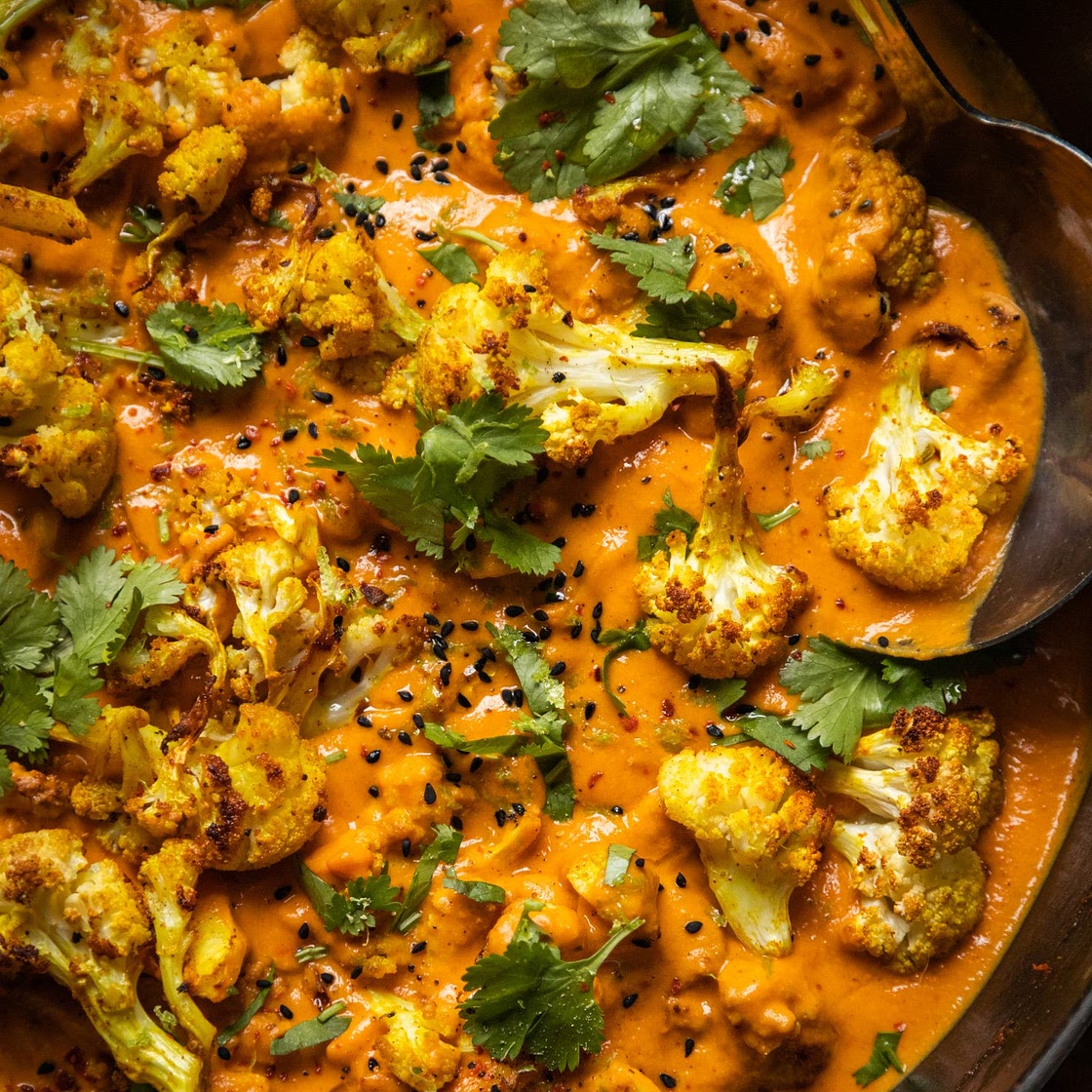 Spice-Roasted Cauliflower in Coconut Tomato Sauce with Lentils