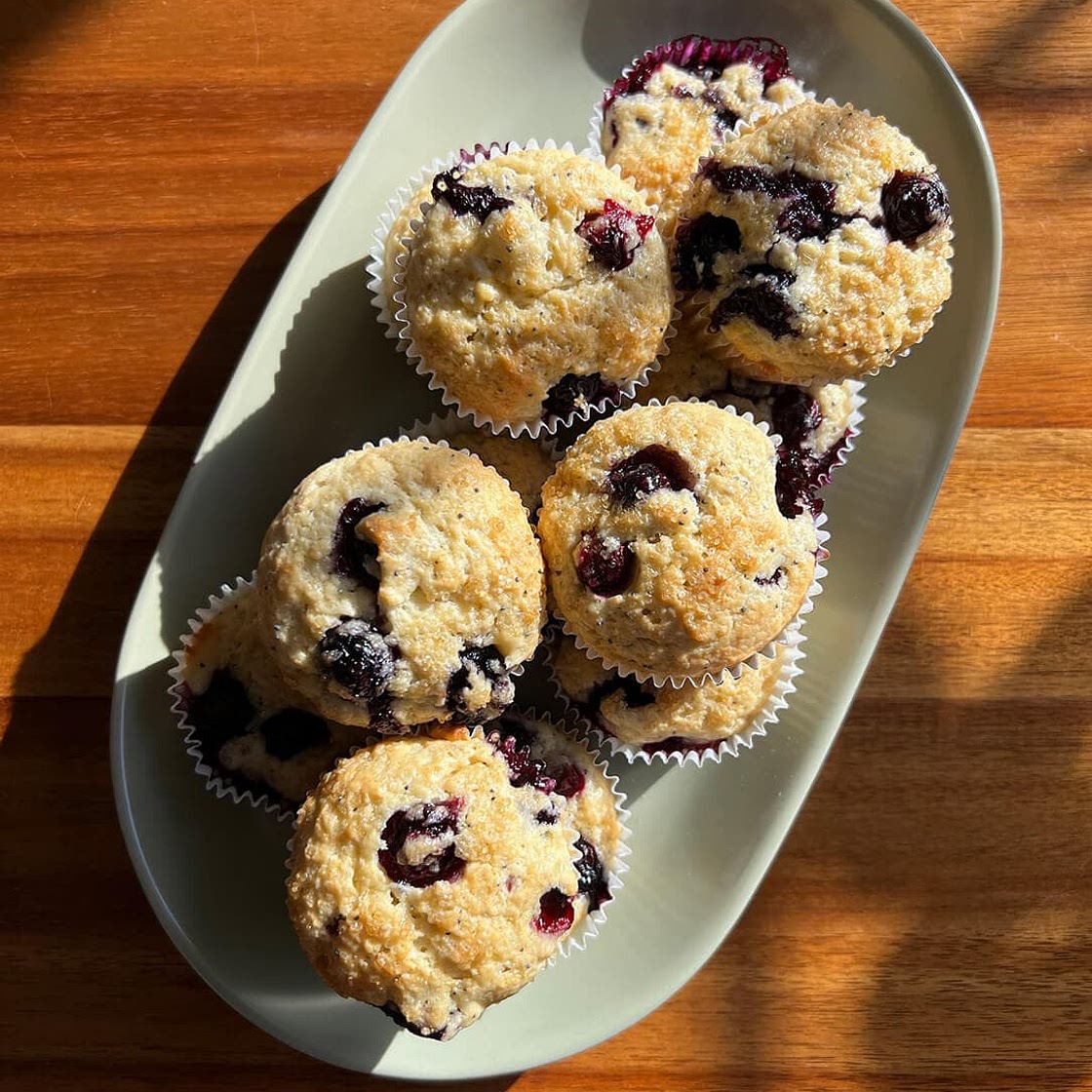 Blueberry Ricotta Poppyseed Muffins