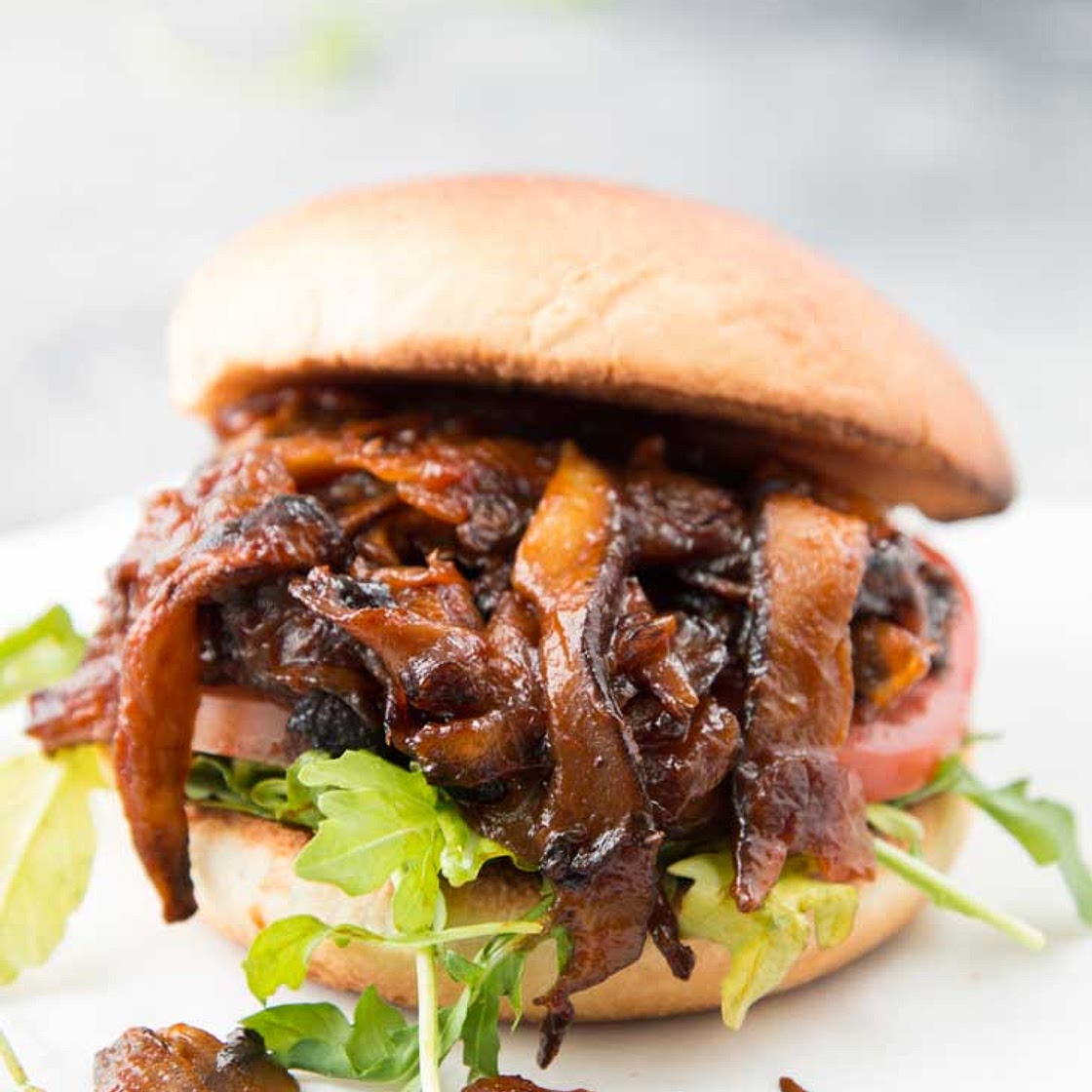 Pulled Shiitake Mushroom BBQ Sandwich