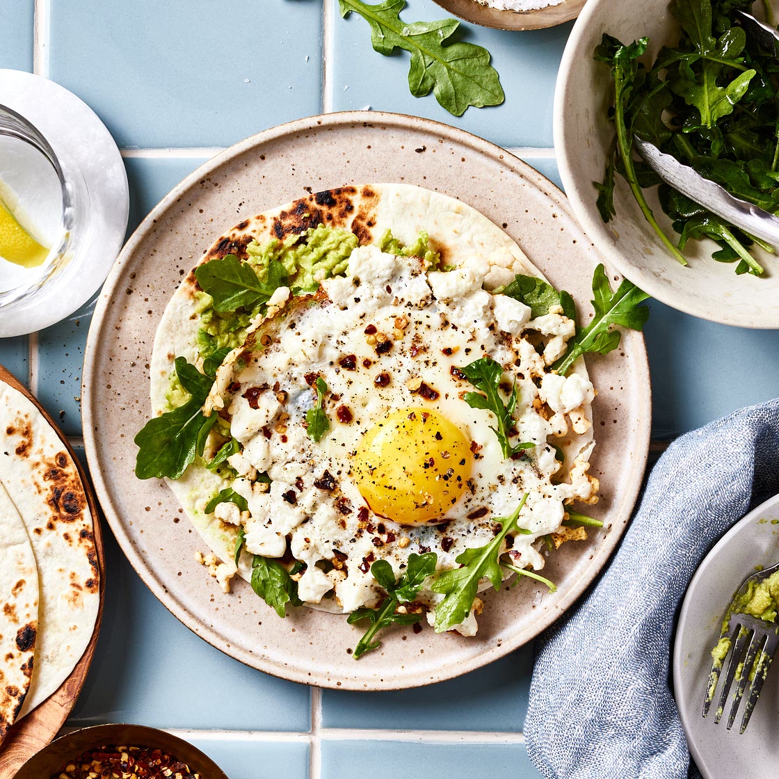 Viral Crispy Feta Fried Egg with Arugula and Avocado