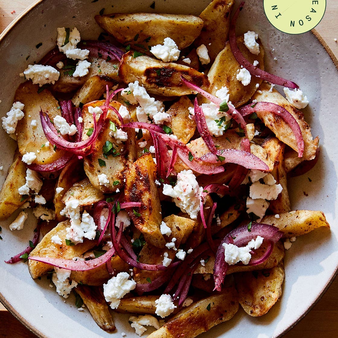 Roasted Parsnips and Onions with Sumac and Feta