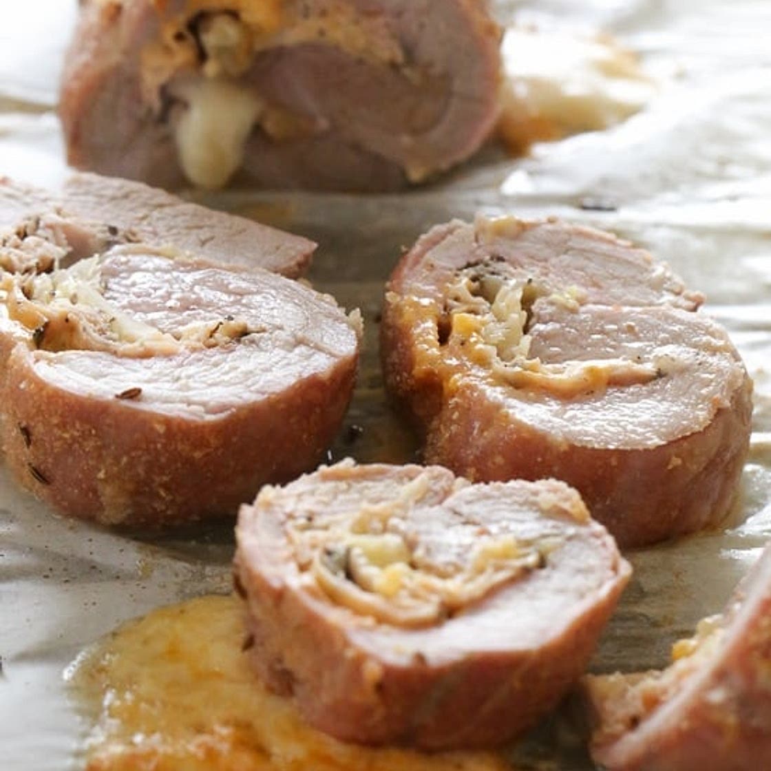 Rueben Stuffed Pork Tenderloin