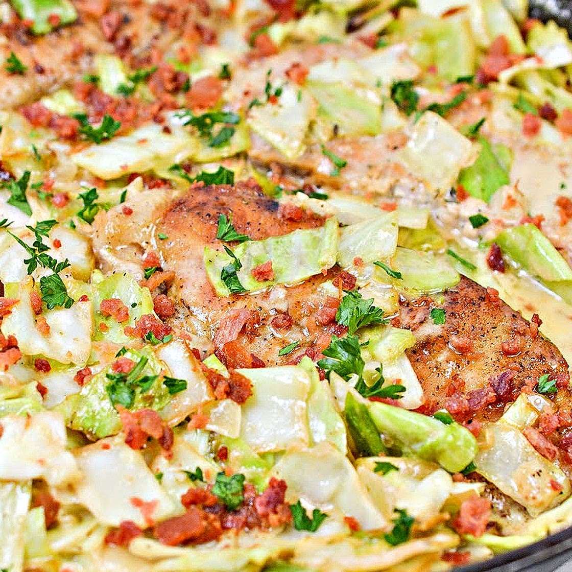 Keto Pork and Cabbage in Creamy Bacon Sauce