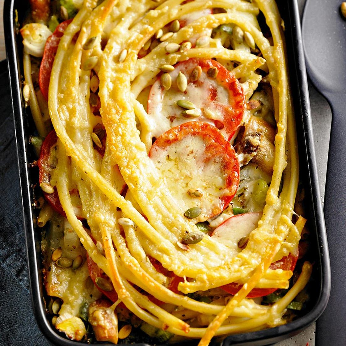 Makkaroni-Auflauf mit Pilzen