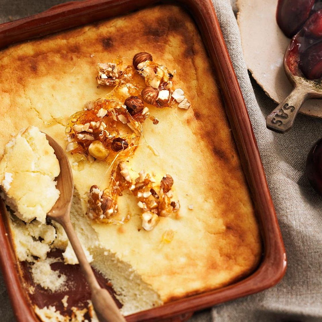 Quarkauflauf mit Chili-Pflaumensoße