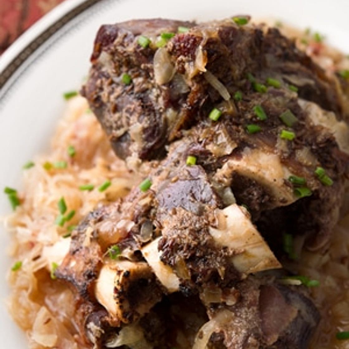 Austrian Braised Venison Shanks with Sauerkraut