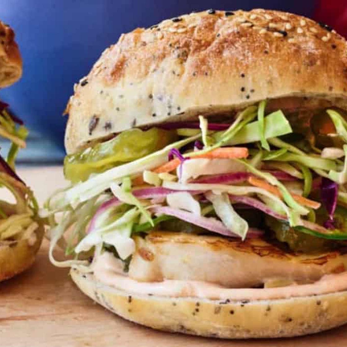 Grilled Chicken Sandwiches with Slaw and Spicy Mayo