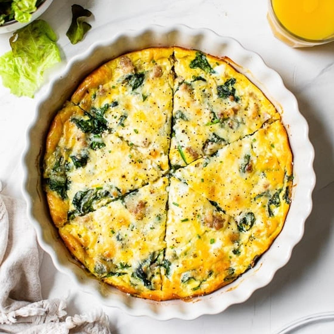 Crustless Sausage and Spinach Quiche