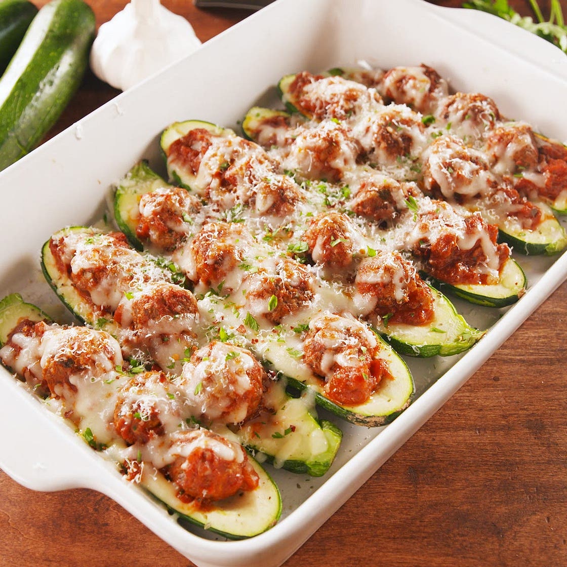 Meatball Zucchini Boats