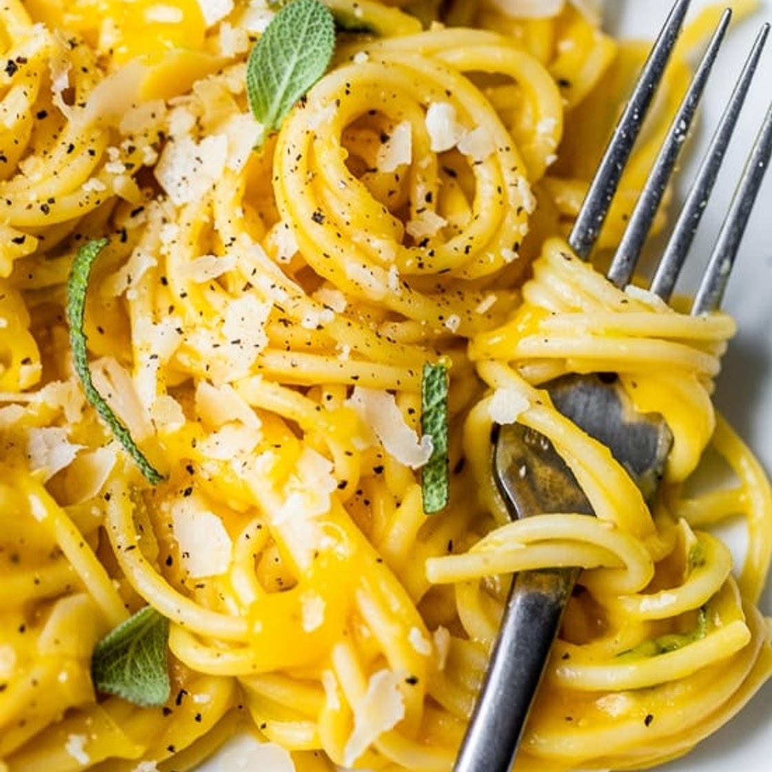 Spaghetti with Butternut Leek Parmesan Sauce