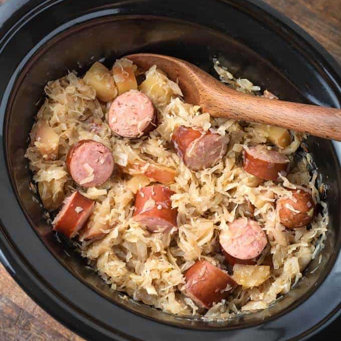 Slow Cooker Sauerkraut and Kielbasa