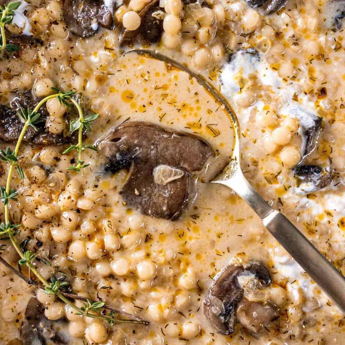 Creamy Mushroom & Pearl Couscous Soup