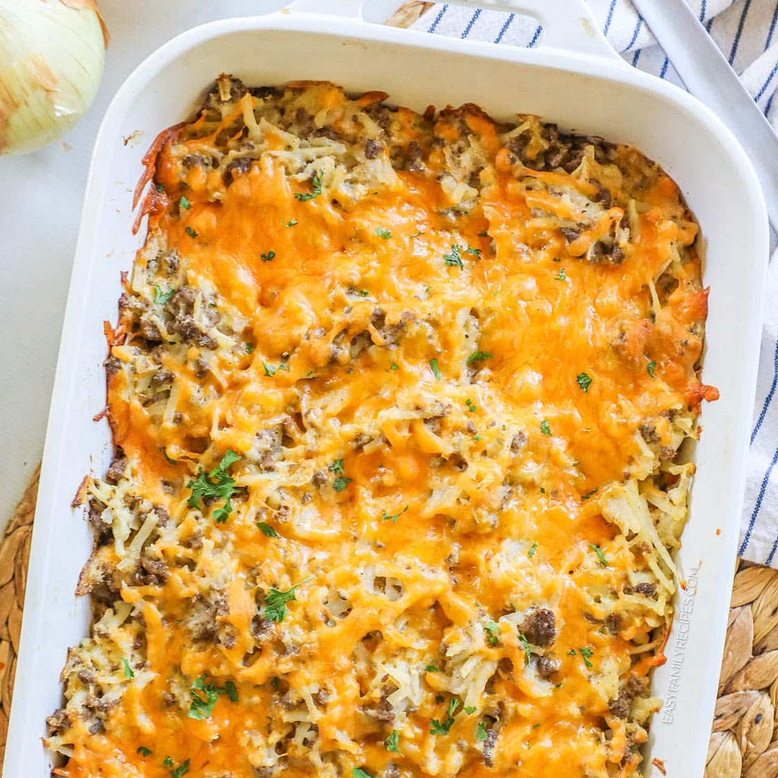 Cheesy Ground Beef Hash Brown Casserole