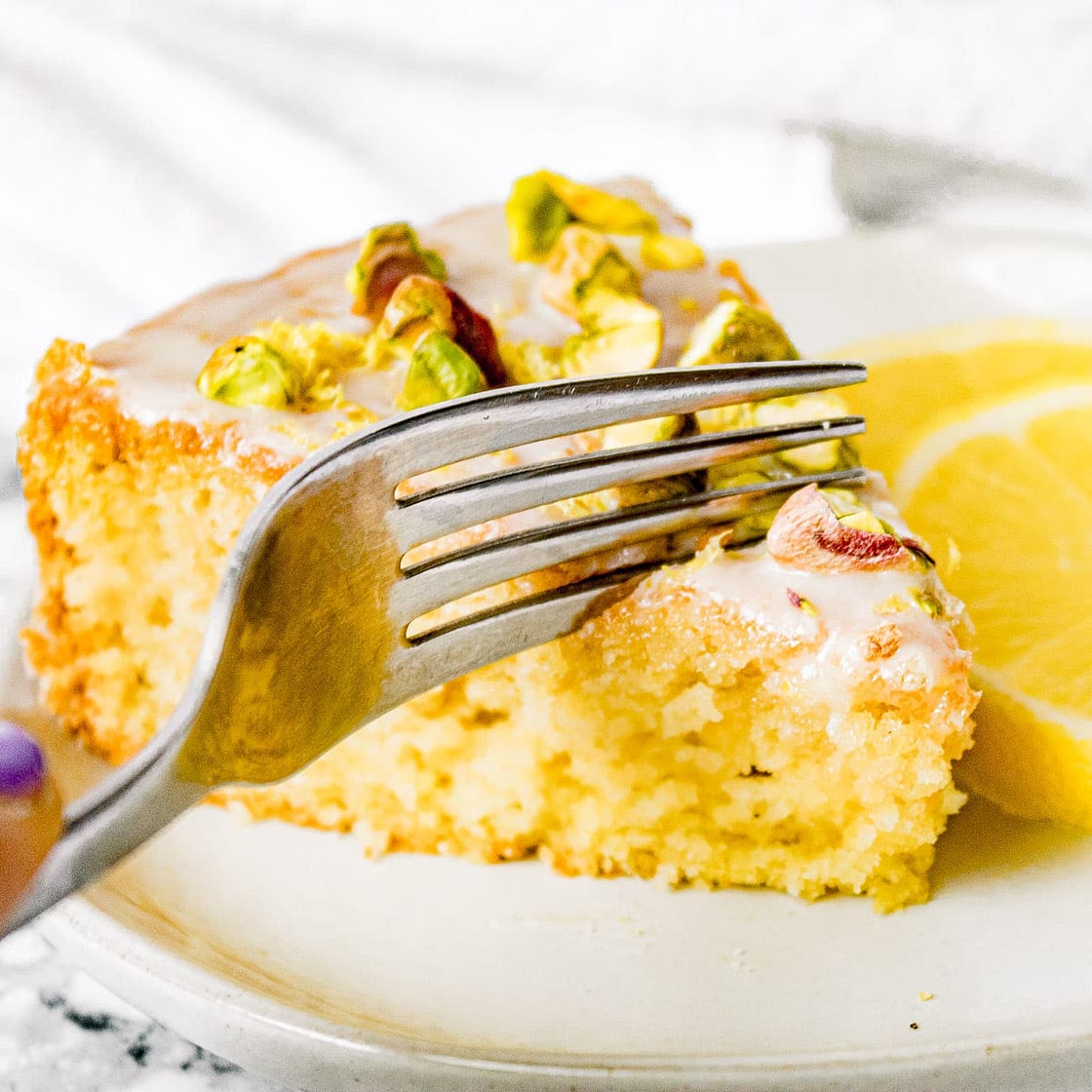 Vegan Olive Oil Cake with Lemon and Pistachio
