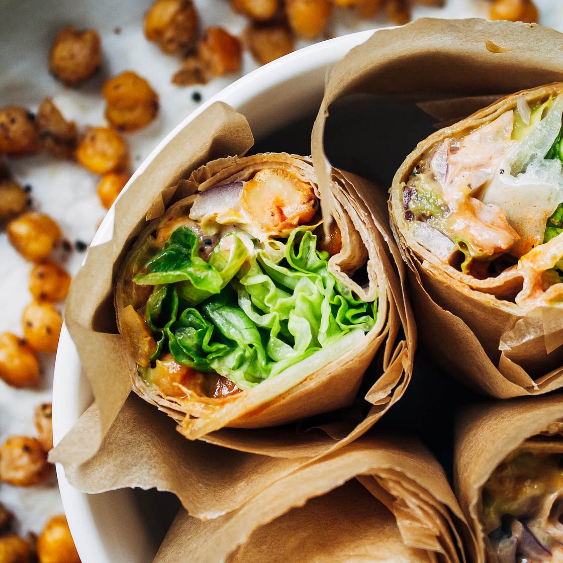 Vegan Buffalo Chickpea Wraps