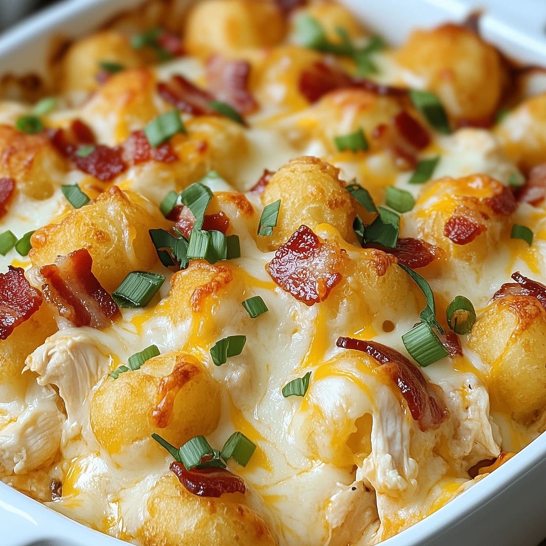 Chicken Bacon Ranch Tater Tot Casserole