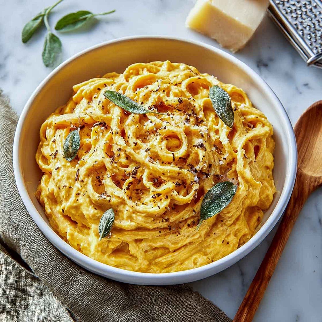 Pumpkin Cottage Cheese Pasta
