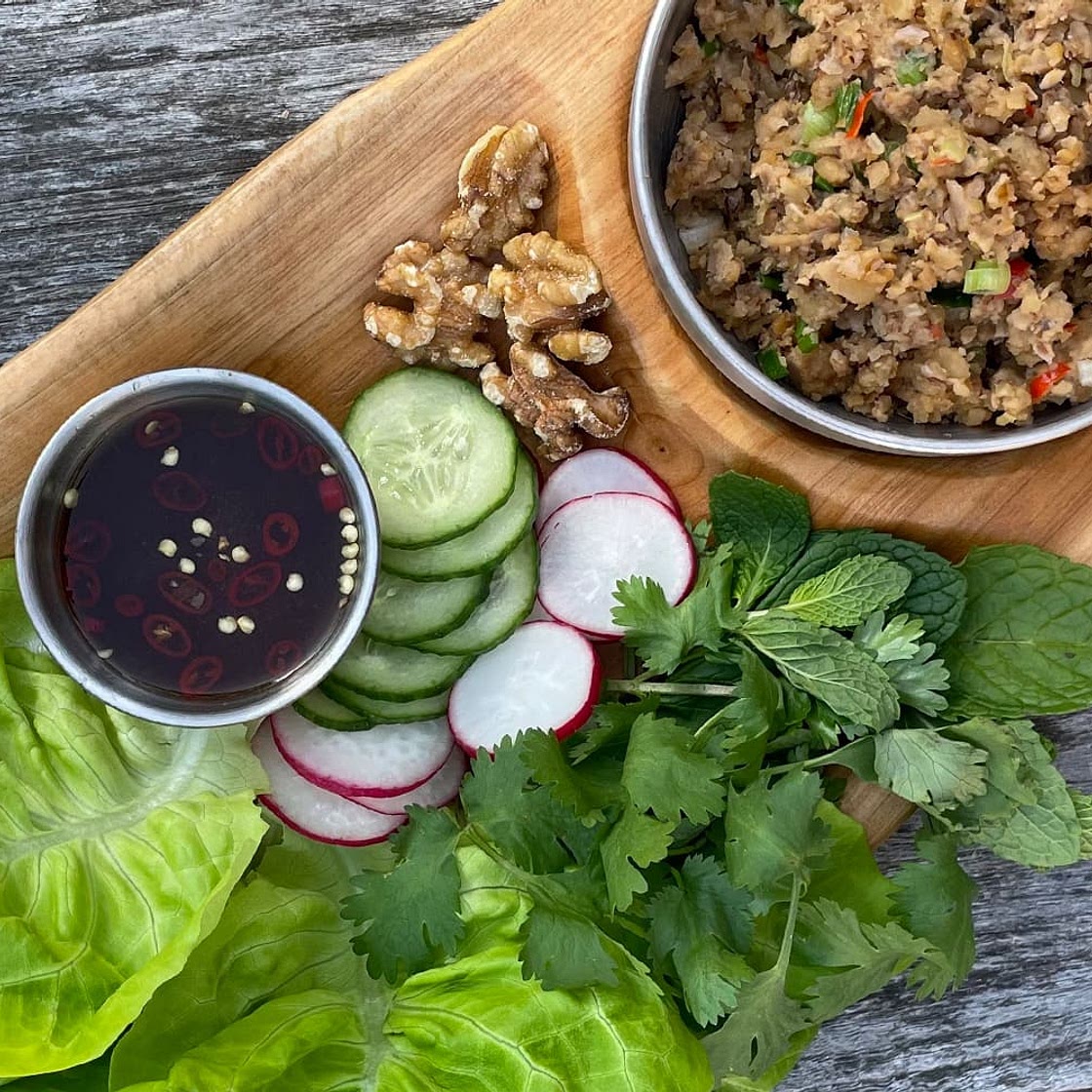 California Walnut Larb Lettuce Wraps