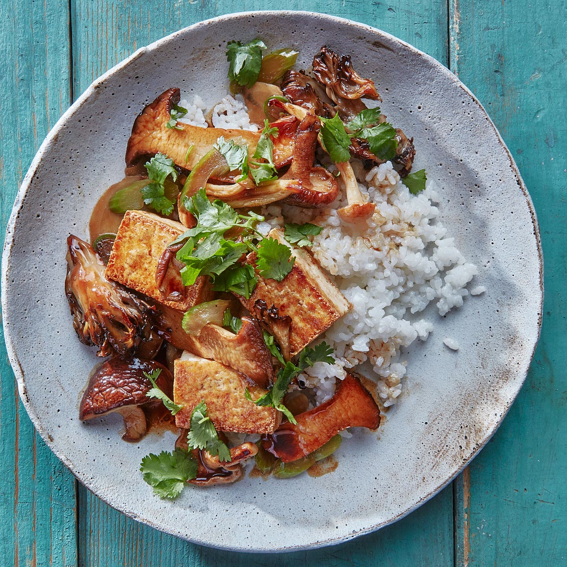 Soy-Glazed Tofu and Mushrooms