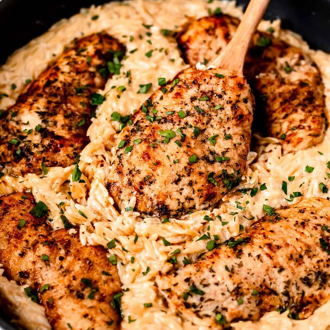 Creamy Parmesan Chicken Orzo Skillet