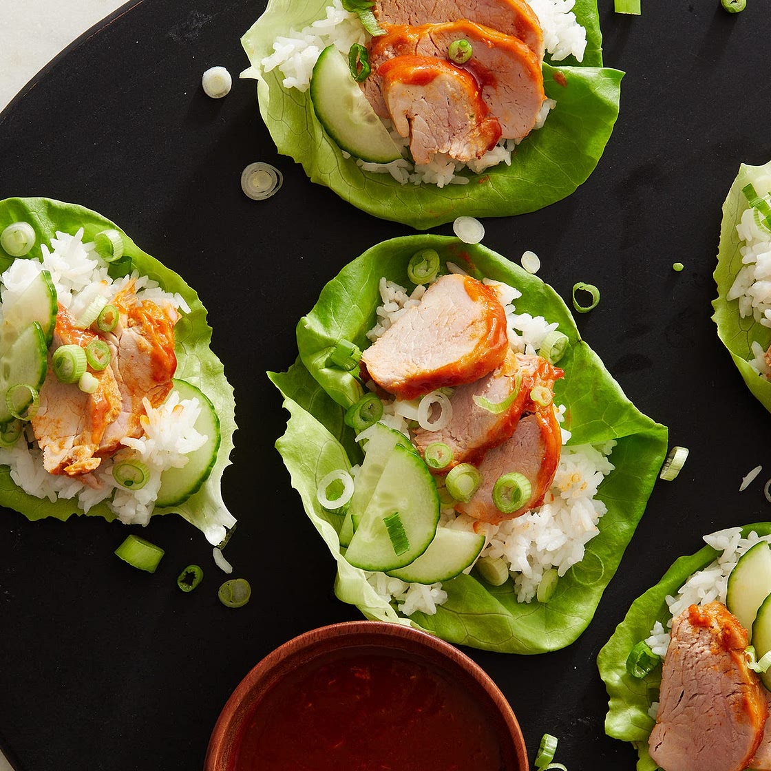 Air Fryer Korean-Inspired Pork Tenderloin Lettuce Wraps