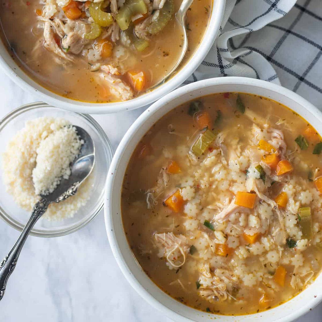 Chicken and Stars Soup with Basil