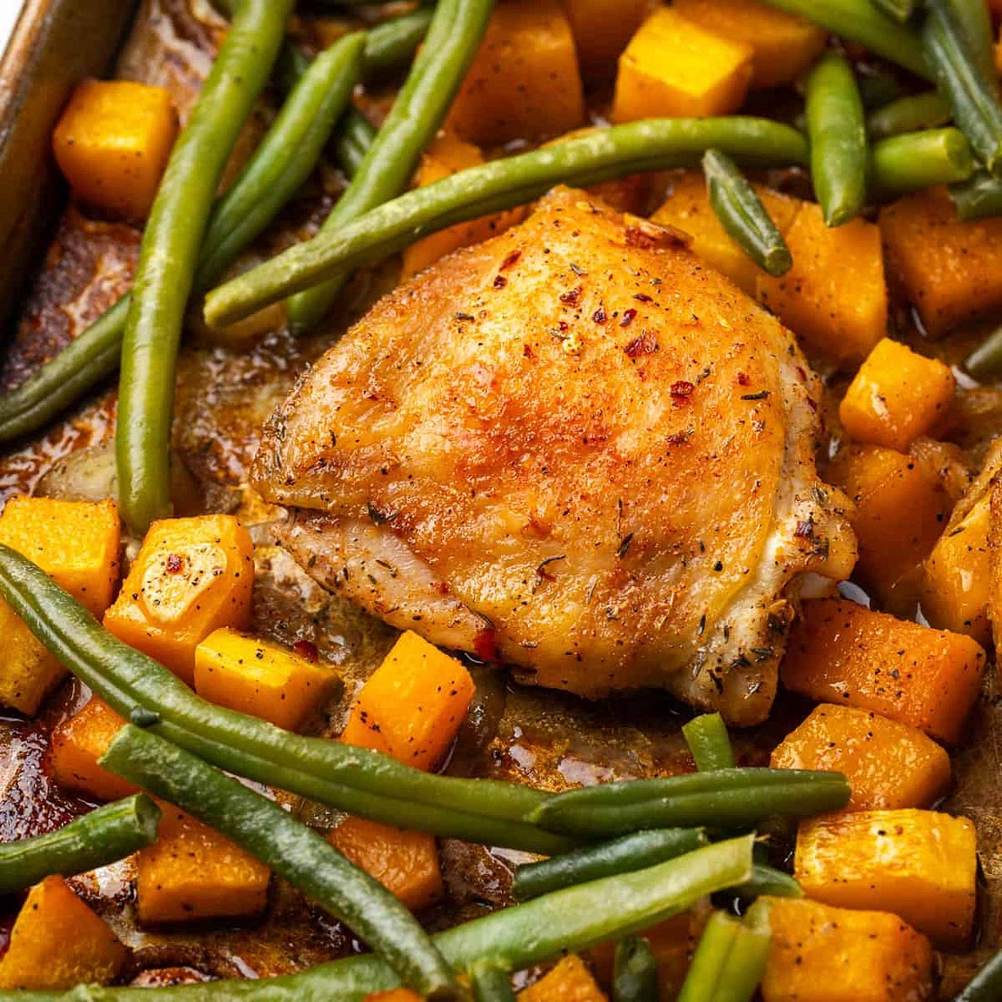 Sheet Pan Chicken Thighs with Roasted Veggies