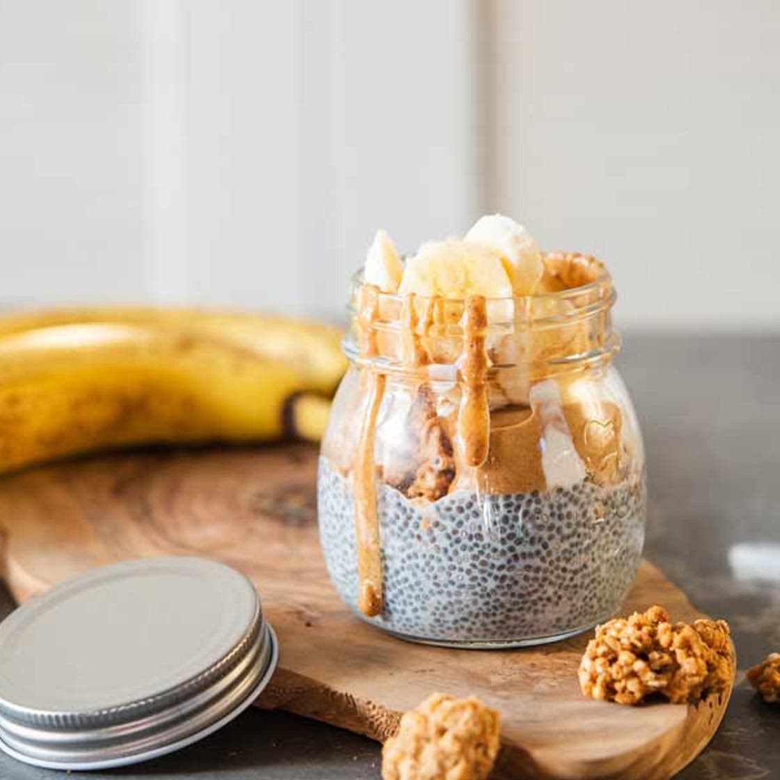 Banana Chia Seed Pudding Peanut Butter Parfait