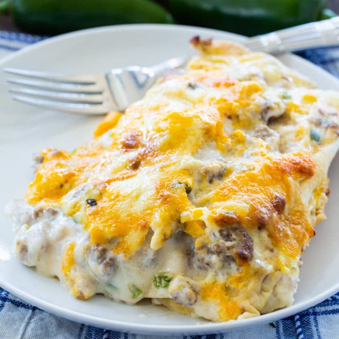 Southern Sausage Enchiladas with Sausage Gravy