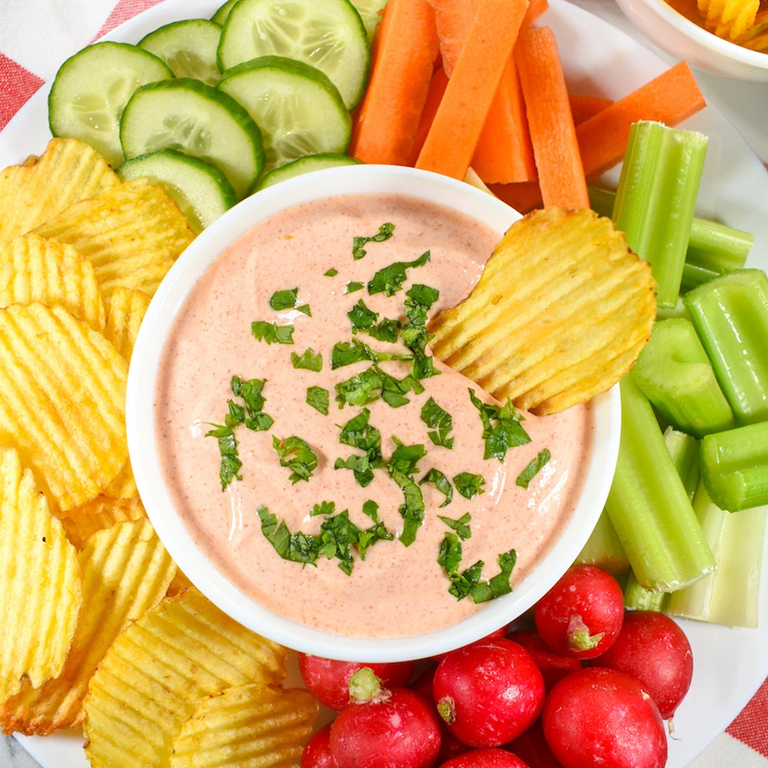 Sriracha Veggie Dip with Greek Yogurt