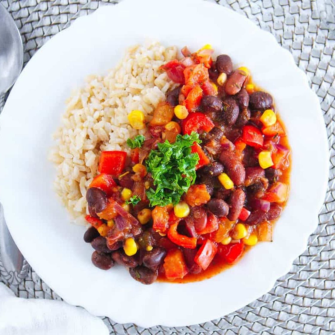 Vegetarian Stew Recipe with Beans and Rice