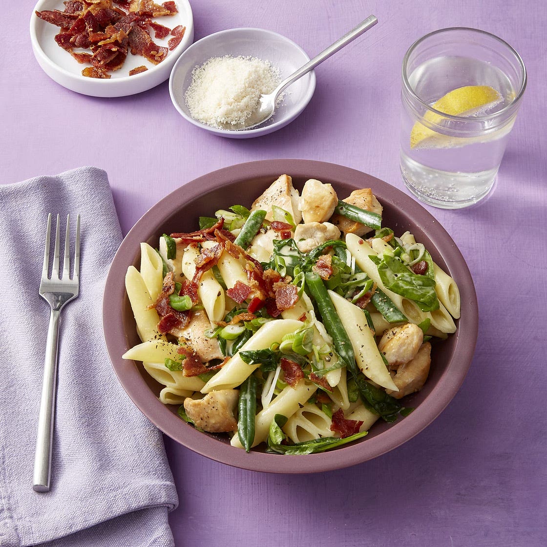 Chicken, Green Bean, and Bacon Pasta