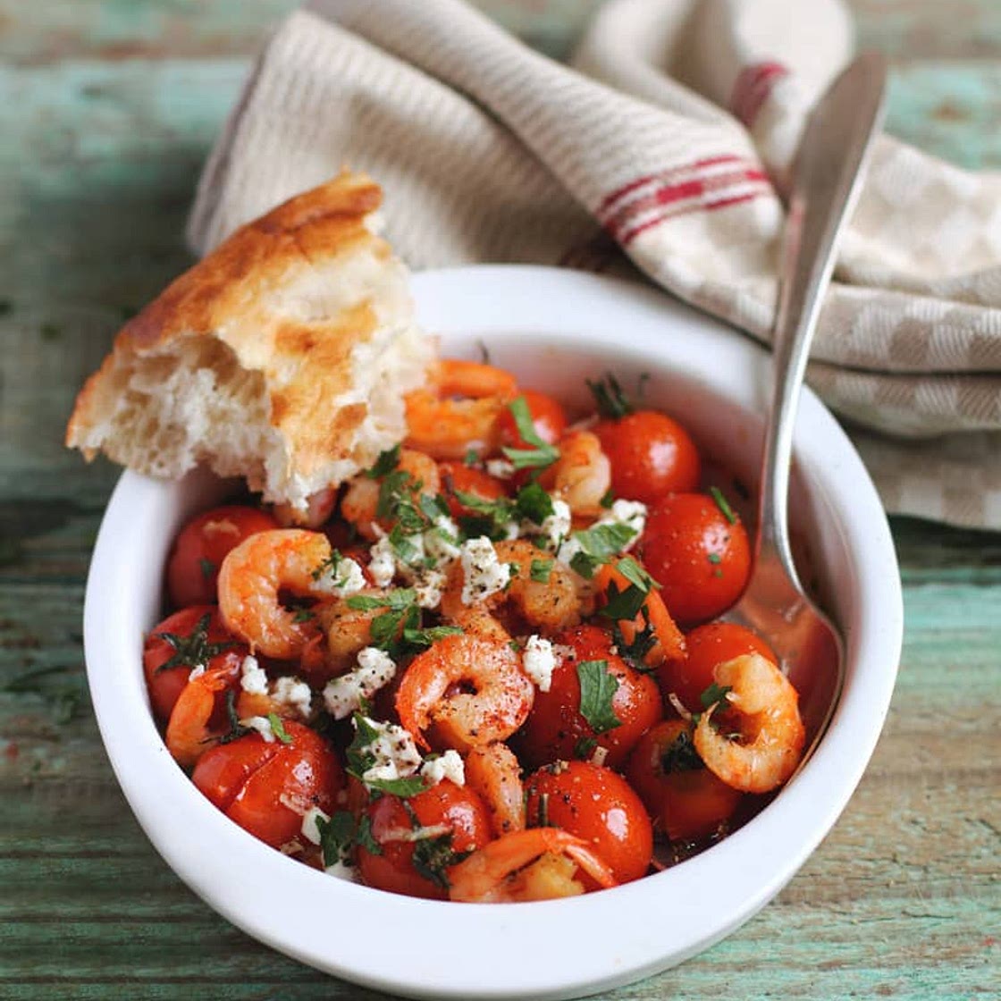 Shrimp + Cherry Tomatoes Salad
