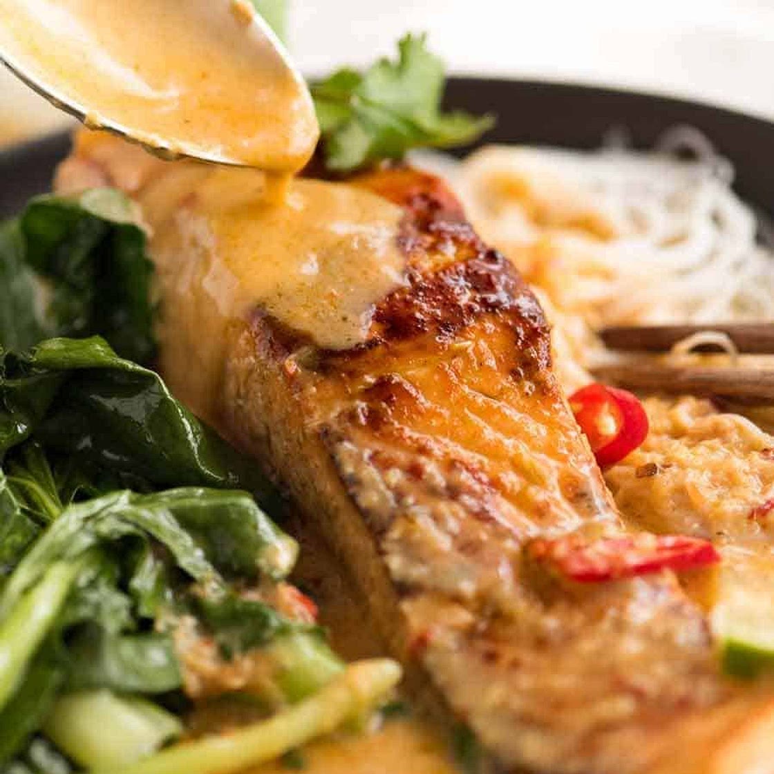 Poached Salmon in Coconut Lime Sauce