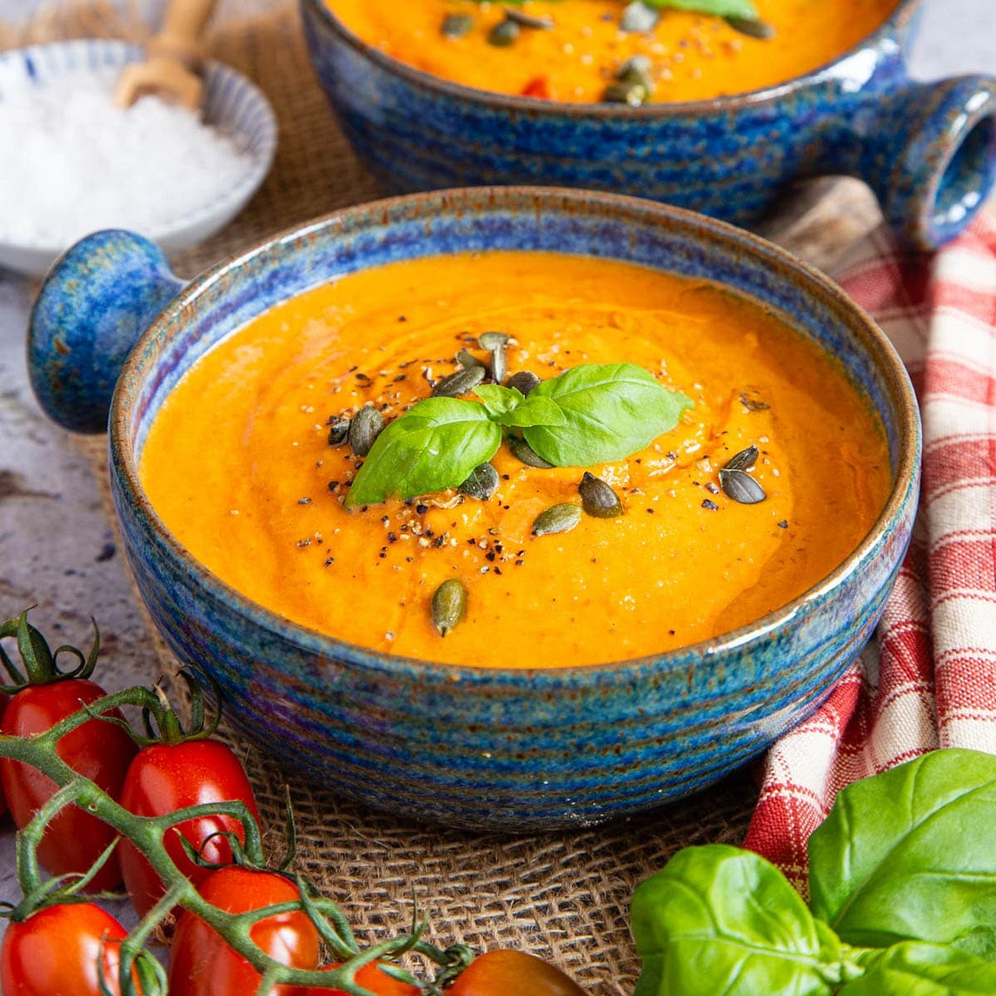 Roasted Red Pepper, Tomato & Lentil Soup
