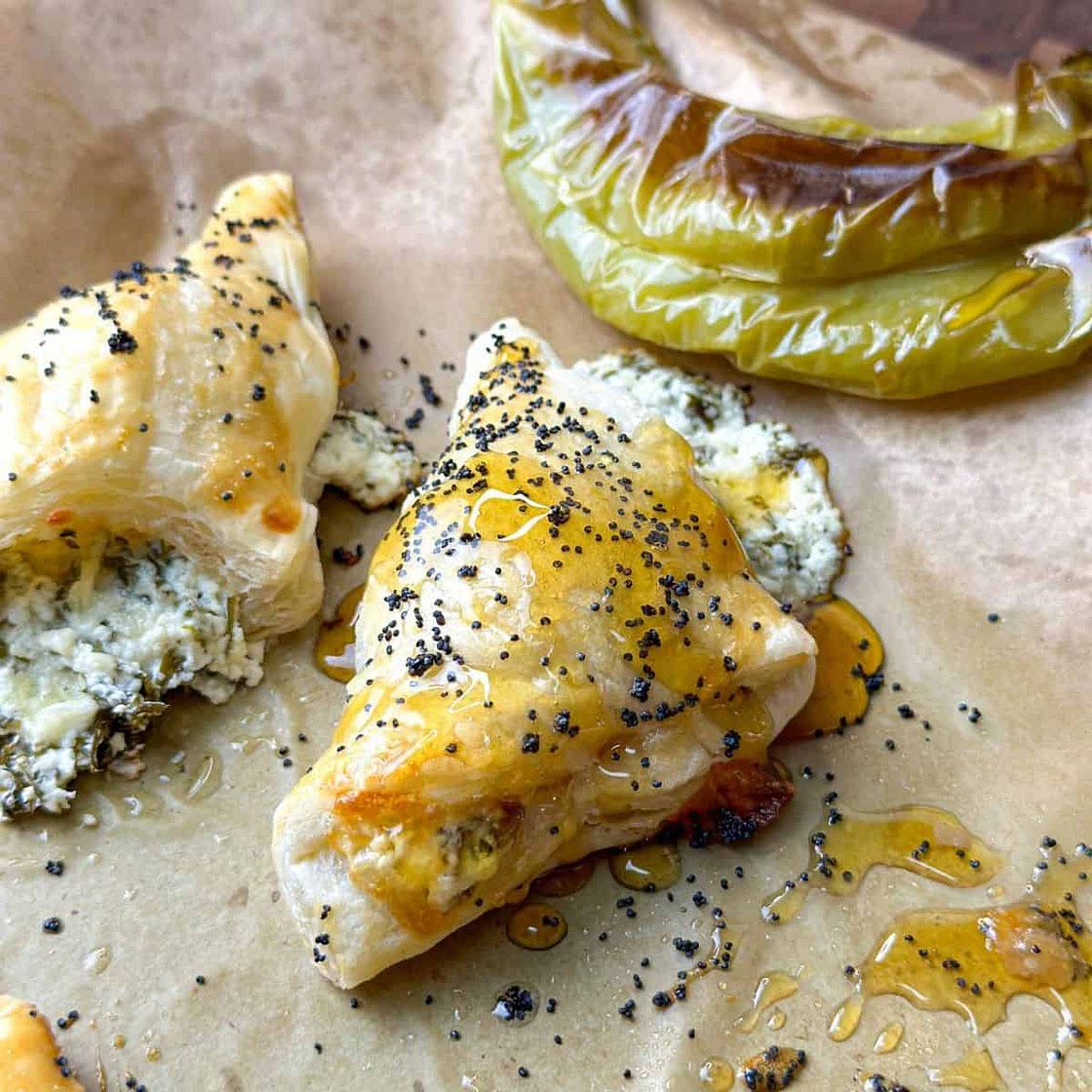 Spicy Chile Feta Puff Pastry Drizzled with Honey