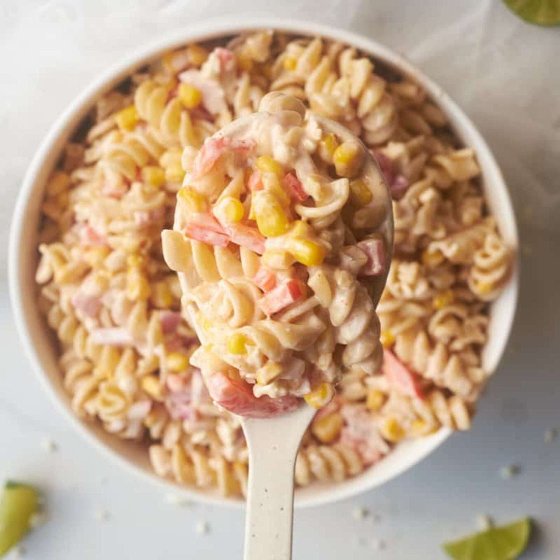 Zesty corn pasta salad