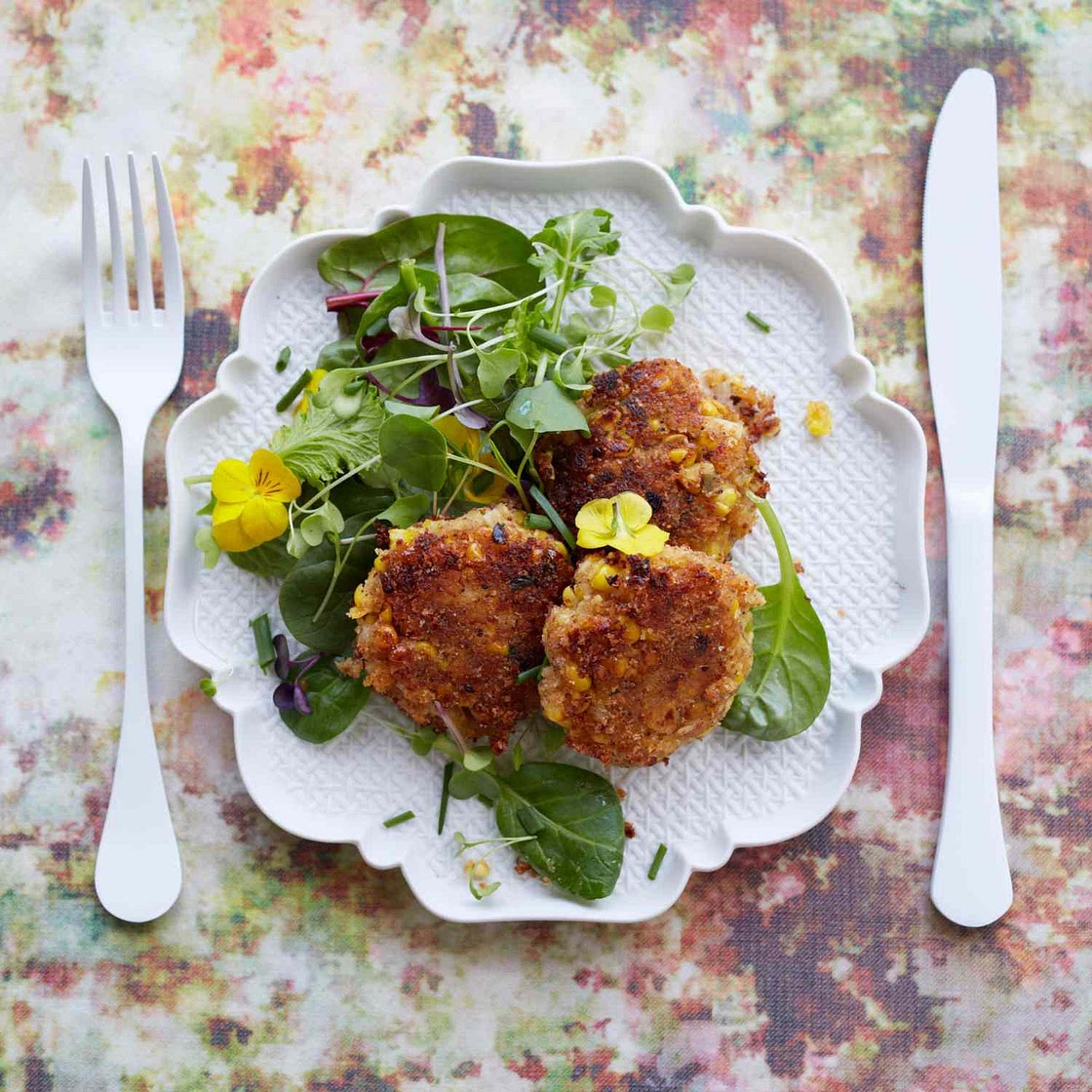 Crabless Cakes with Hearts of Palm and Corn