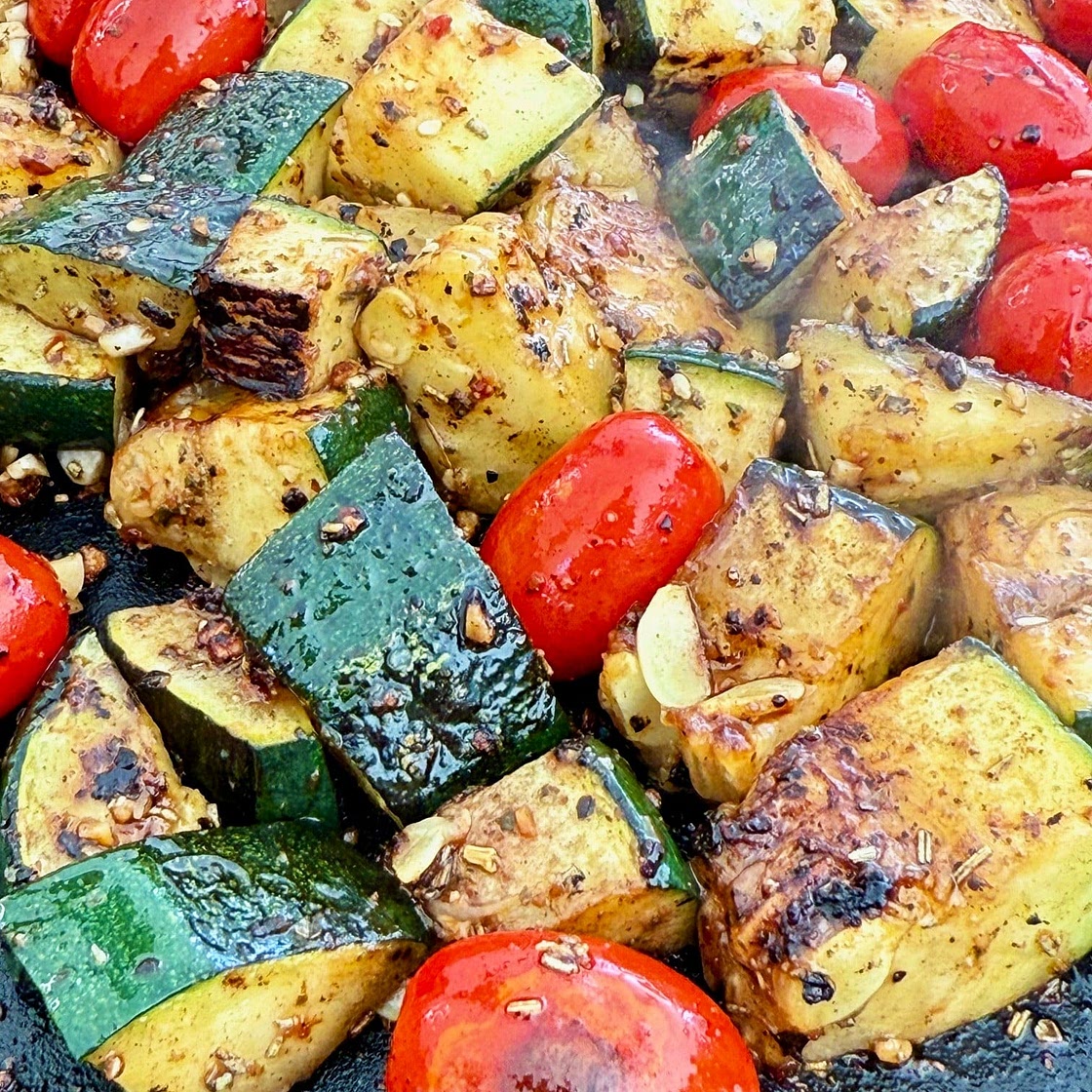 Blackstone Garlic Ranch Zucchini and Tomatoes