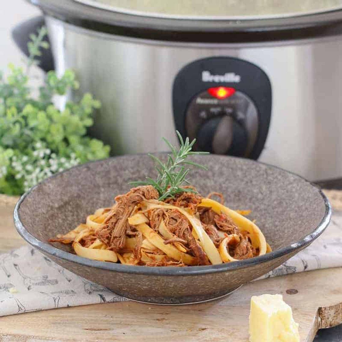Slow Cooker Italian Beef Ragu Pasta