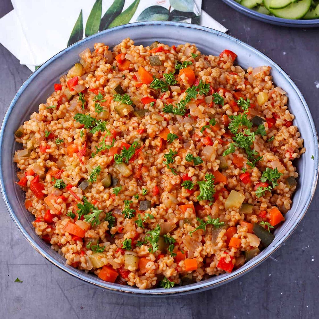Middle Eastern Vegetable Bulgur Pilaf