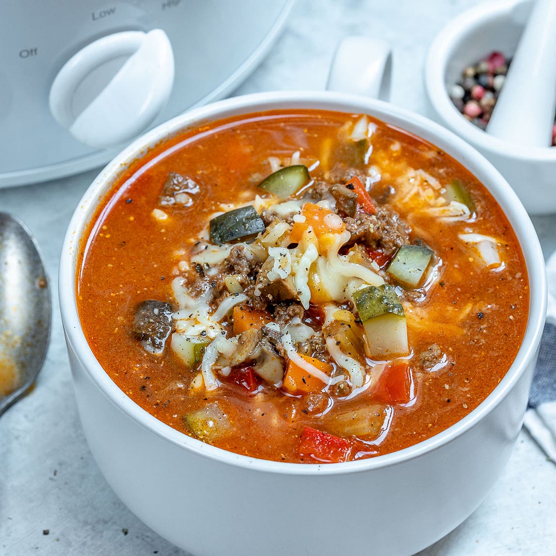 Crockpot Cheeseburger Soup for Delicious Clean Eats!